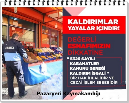 Pazaryerinde 1 Ekim den İtibaren Kaldırım İşgaline Son